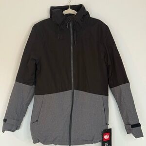 686 Womens Janet Large Block Black Grey Melange Ski Snow Winter Insulated Jacket